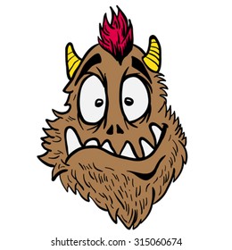 funny looking monster head cartoon illustration