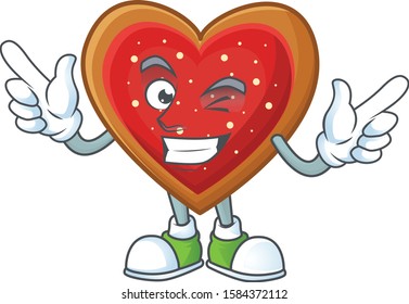 Funny love cookies cartoon character style with Wink eye
