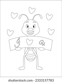 Funny Love gift card coloring page |coloring book page |line art for kids and adults