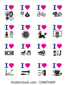 Funny love icon set - vector illustration