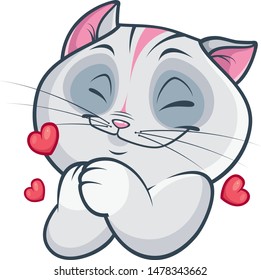 Funny lovely cat with hearts