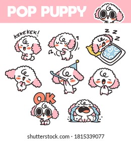 Funny and Lovely Pop Puppy Volume 1 Sticker Asset Illustration. Best for App, Project. Print. Premium Vector