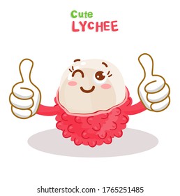 Funny Lychee Thai Frucht auf weißem Hintergrund, Vektorgrafik