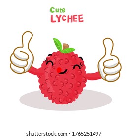 Funny Lychee Thai Fruit on White Background Vector