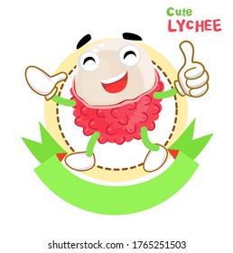 Funny Lychee Thai Fruit on White Background Vector