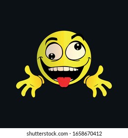 Funny mad crazy weird emoji face yellow color vector