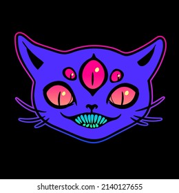 funny magical cat with creepy smile