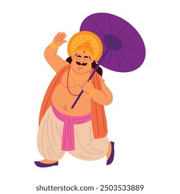 funny mahabali wishing all a happy onam isolated