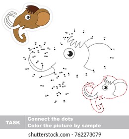Funny Mammoth. Dot to dot educational game for kids.