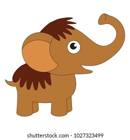 Funny Mammoth Infant cartoon. Outlined illustration with thin line black stroke