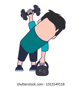 funny man avatar with dumbbells