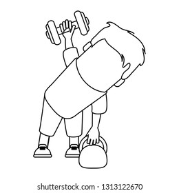 funny man avatar with dumbbells in black and white