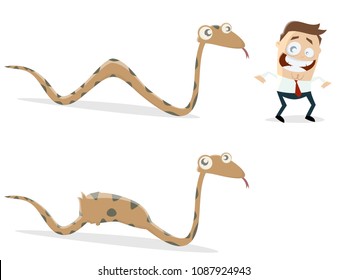funny man is being eaten by hungry snake