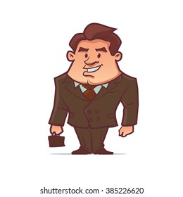 funny man, businessman, cartoon character, vector illustration
