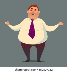 funny man, businessman welcome business concept, cartoon color style, vector illustraion