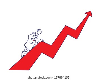 a funny man climbing an arrow chart