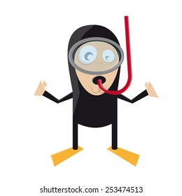funny man in diving suit