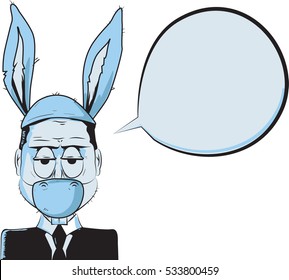 Funny man in donkey costume with bubble chat/ Editable Eps10.