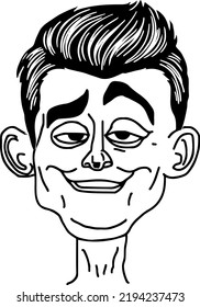 Hombre gracioso enfrenta doodle, hombre enfrenta caricatura