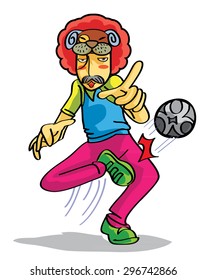 Funny man kick ball,soccer