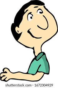 Funny Man Looking Back Isolated Vector 