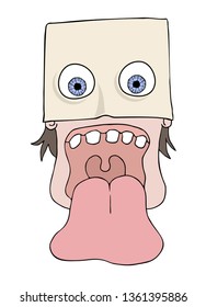 funny man with open mouth and big tongue