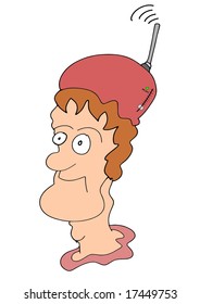 Funny man portrait with wlan connection helmet