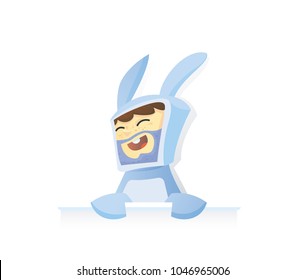 funny man in rabbit suit