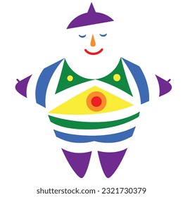 funny man in rainbow colors