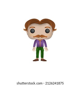 Funny man with red hair and mustache. Ordinary man. Old fashioned hairstyle and shirt