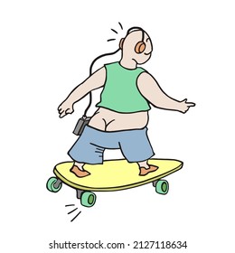 funny man riding on skateboard