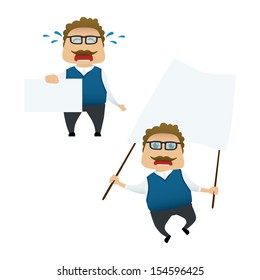 Funny man set doing actions for use in advertising, presentations, brochures, blogs, documents and forms, etc.