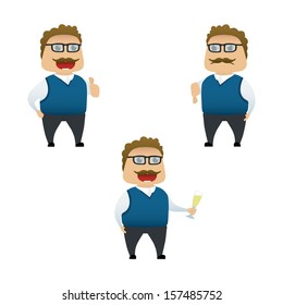 Funny man set doing actions for use in advertising, presentations, brochures, blogs, documents and forms, etc.