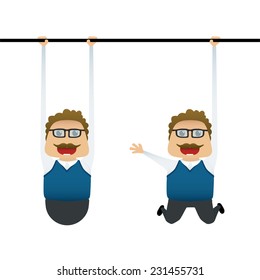 Funny man set doing actions for use in advertising, presentations, brochures, blogs, documents and forms, etc.
