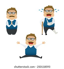 Funny man set doing actions for use in advertising, presentations, brochures, blogs, documents and forms, etc.