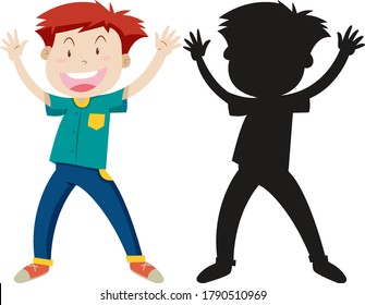 Funny man with its silhouette illustration