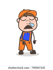 Funny Man Sleeping and Running-Nose Vector Concept
