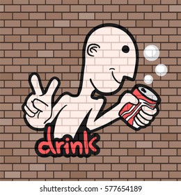 funny man with soda can draw