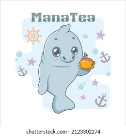 Funny manatea pun illustration with text