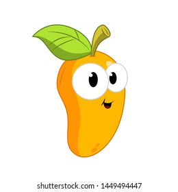 Funny Mango in cartoon style. Concept Fruits and vegetables. Summer.