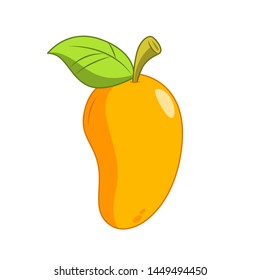 Funny Mango in cartoon style. Concept Fruits and vegetables. Summer.