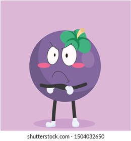 funny mangosteen characters with angry expressions vector illustration,mangosteen cartoon