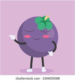funny mangosteen characters with calm expressions vector illustration,mangosteen cartoon