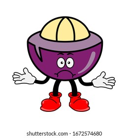 funny mangosteen characters are confused vector illustration,mangosteen cartoon