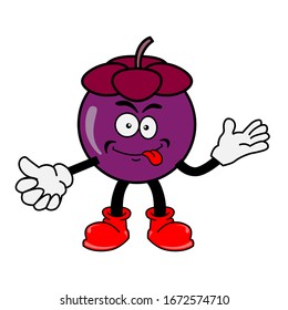 funny mangosteen characters are confused vector illustration,mangosteen cartoon