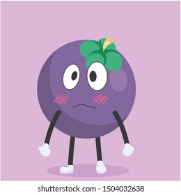 funny mangosteen characters with unhappy expressions vector illustration,mangosteen cartoon