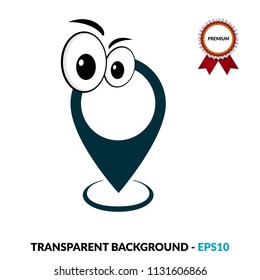 funny map pointer with cartoon eyes. 
