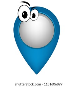 funny map pointer with cartoon eyes. 