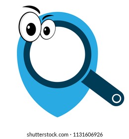 funny map pointer with cartoon eyes. 