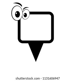 funny map pointer with cartoon eyes. 